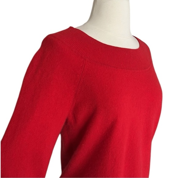 JONES New York Vintage 90s Red Cashmere Sweater Preppy Elevated Classic Medium - Picture 5 of 14